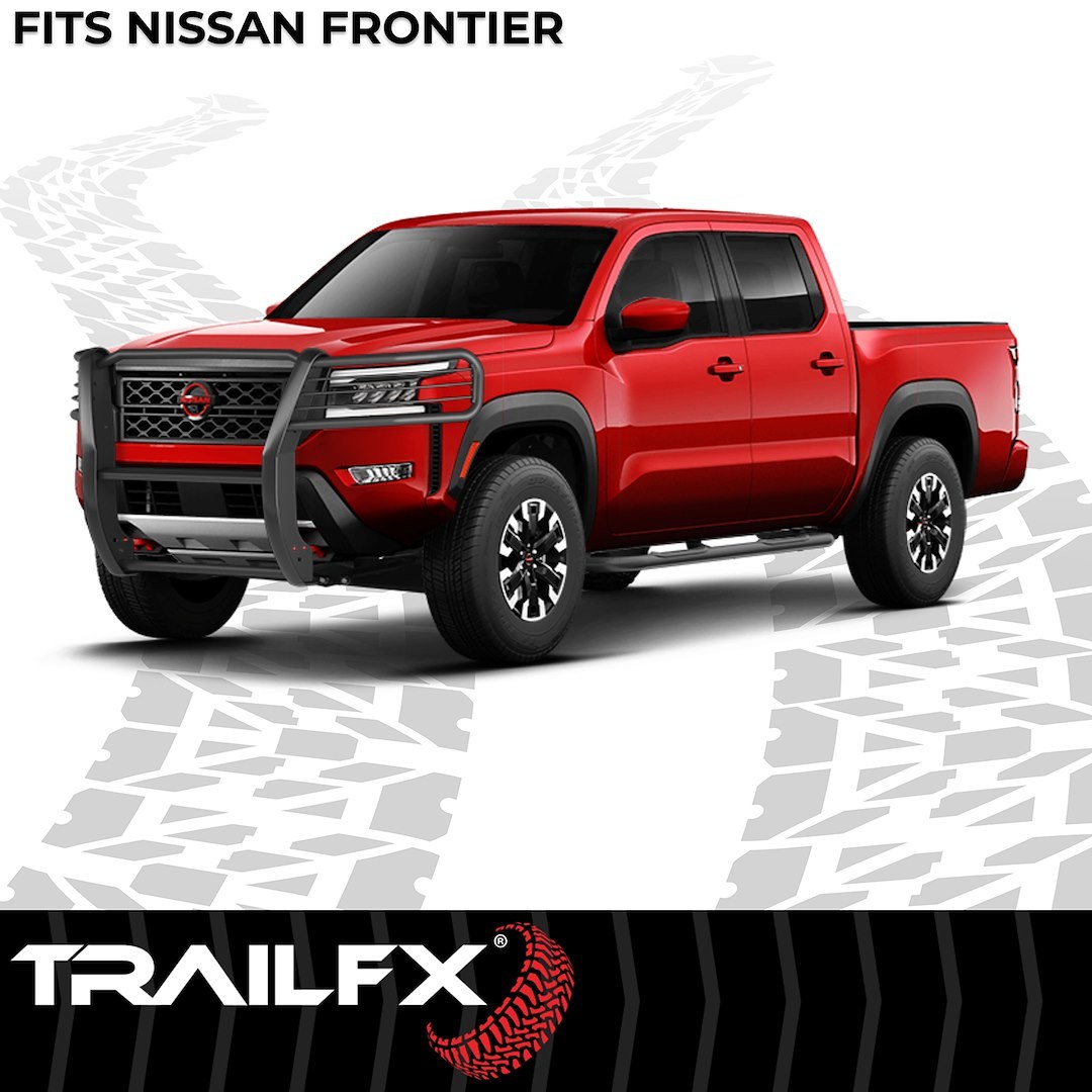TrailFX Grille Guard, Tfx Grille Guards, 1-Piece, Black Textured Powder Coated, Steel, 1-1/2 Inch Diameter, With Brush Guard – E0048T