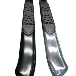 TrailFX Point of Purchase Display, Tfx Point of Purchase Display, Sample of 5 Inch Oval Bent Polished Stainless Steel and Black Side Bars – G5006