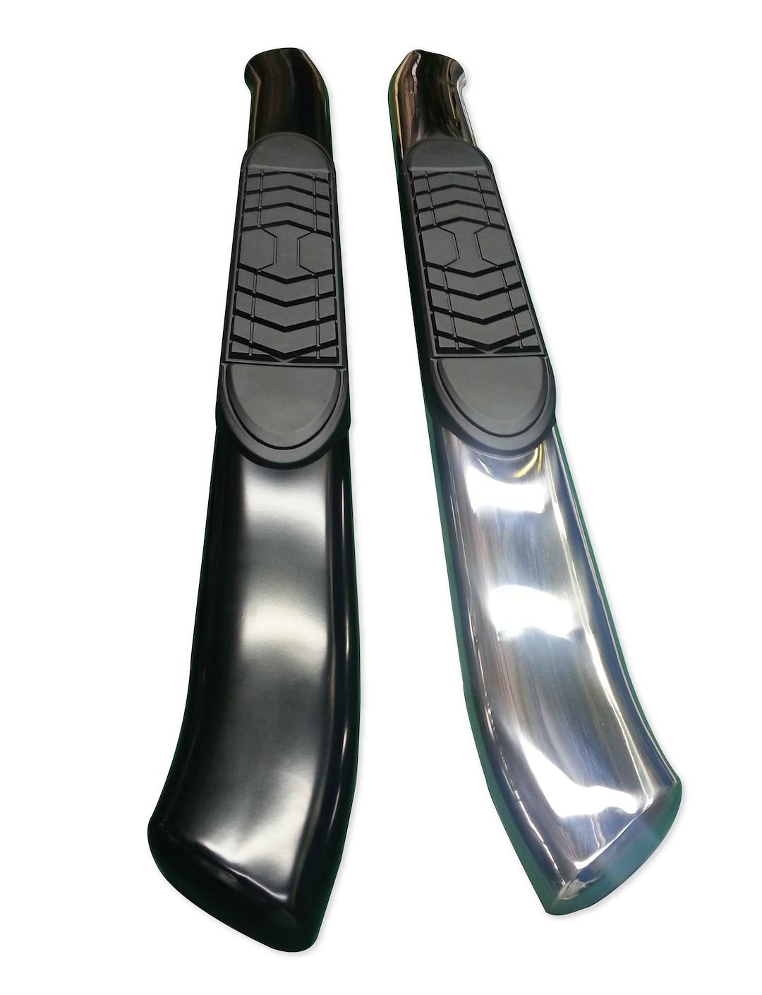 TrailFX Point of Purchase Display, Tfx Point of Purchase Display, Sample of 5 Inch Oval Bent Polished Stainless Steel and Black Side Bars – G5006