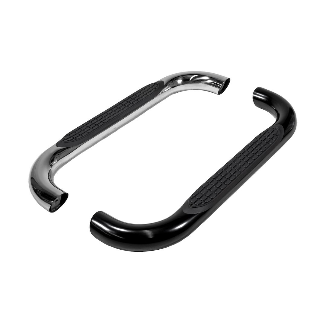 TrailFX Point of Purchase Display, Tfx Point of Purchase Display, Sample of 3 Inch Round Polished Stainless Steel and Black Side Bars – G5008