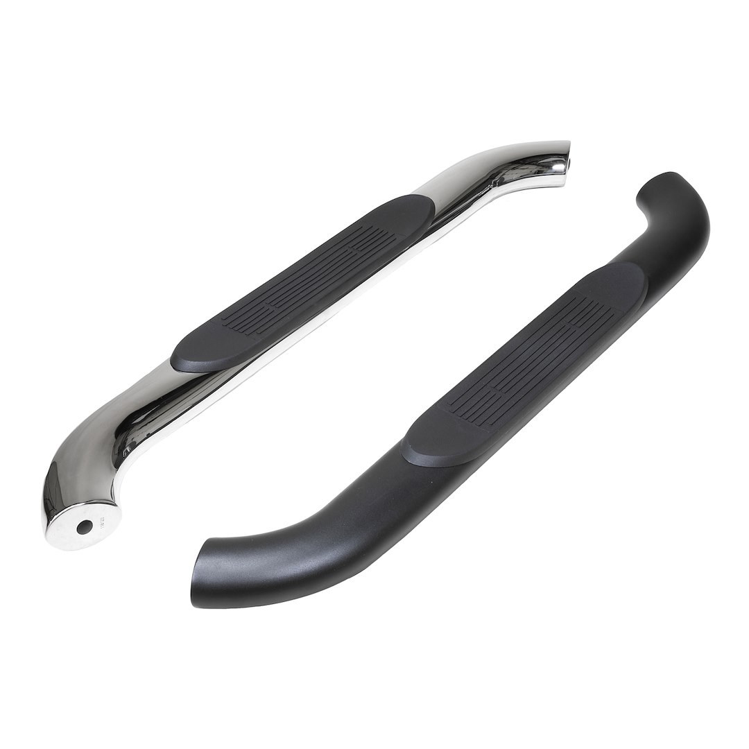 TrailFX Point of Purchase Display, Tfx Point of Purchase Display, Sample of 4 Inch Oval Bent Polished Stainless Steel and Black Side Bars – G5009