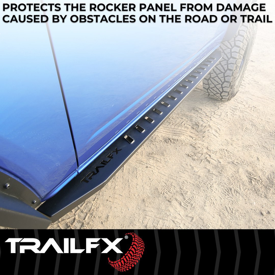 TrailFX Running Board, Tfx Overland Running Board, Tube, Bolt on, Powder Coated, Matte Black, Steel, With Two Step Area Per Bar – ORB005