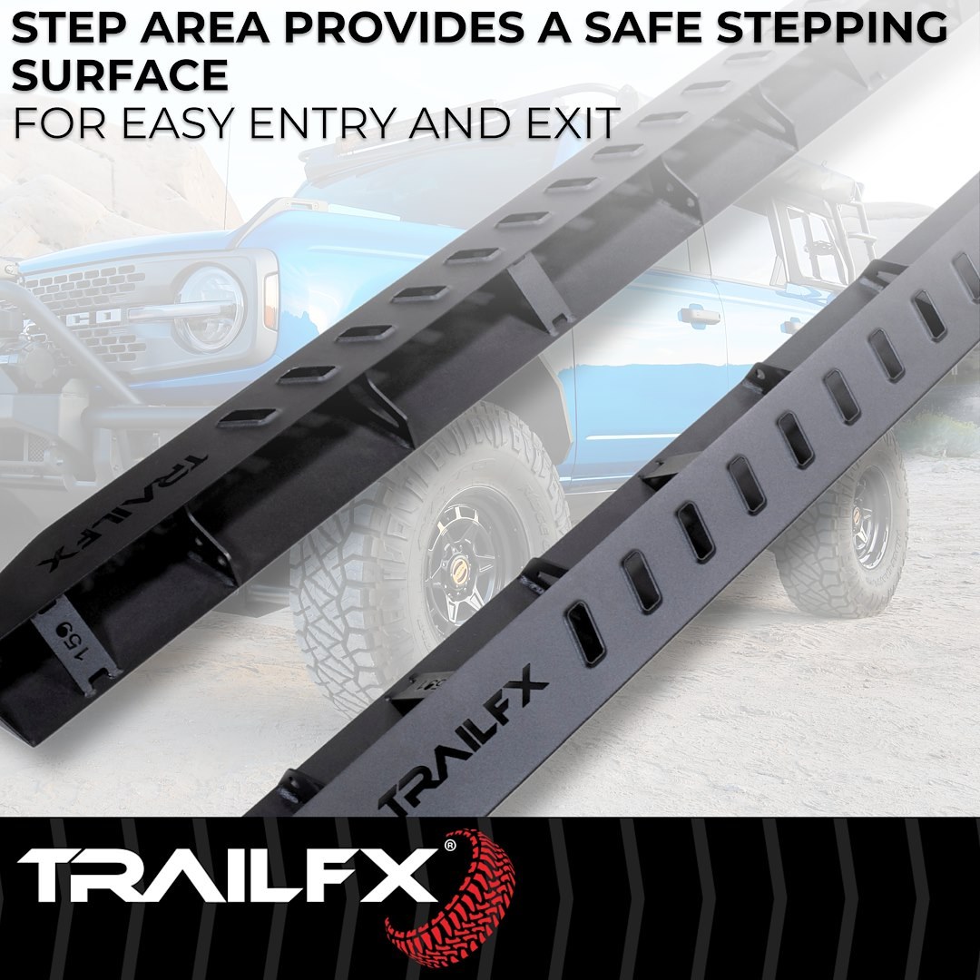 TrailFX Running Board, Tfx Overland Running Board, Bolt on, Powder Coated, Matte Black, Steel, With One Step Area Per Bar – ORB006