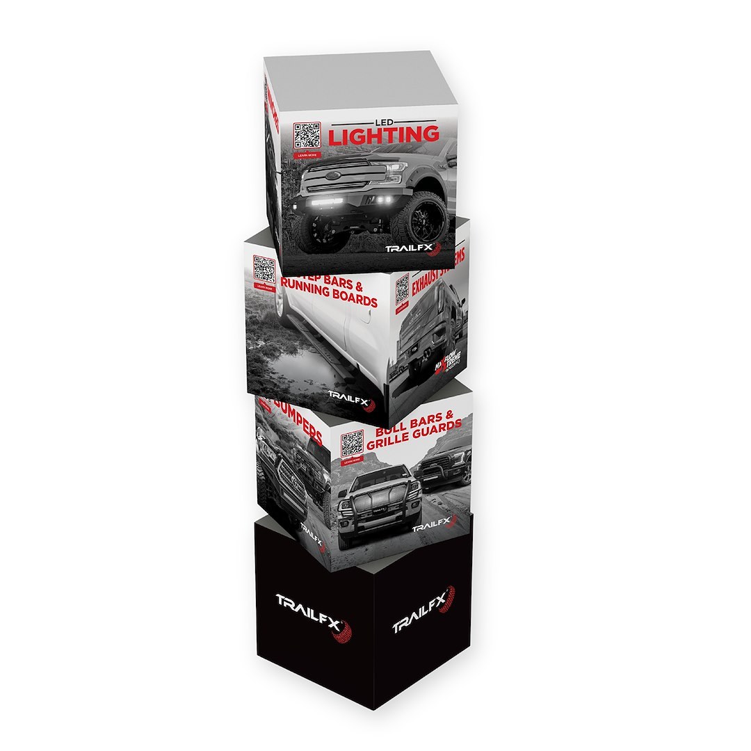 TrailFX Point of Purchase Display, Tfx Point of Purchase Display, Corrugated Plastic Stacked Cube Floor Display, Assembly Needed – TFXCUBES