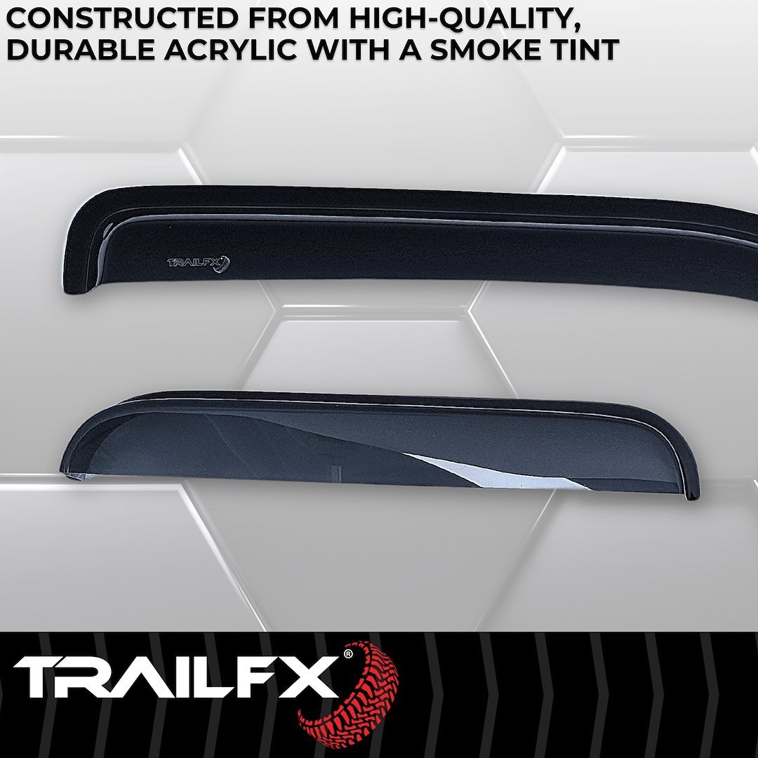 TrailFX Rainguard, Low Profile, Fits Front and Rear, Tape-On, Smoke, Acrylic, Set of 4 – 4231H