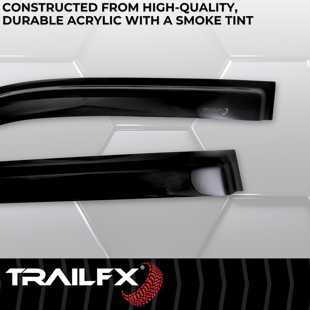 TrailFX Rainguard, Low Profile, Fits Front and Rear, Tape-On, Smoke, Acrylic, Set of 4 – 4704H
