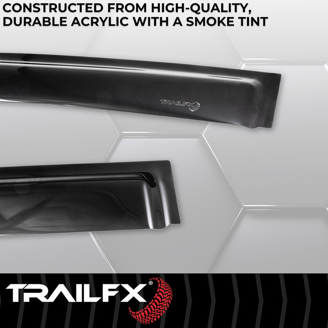 TrailFX Rainguard, Low Profile, Fits Front and Rear, Tape-On, Smoke, Acrylic, Set of 4 – 4706H