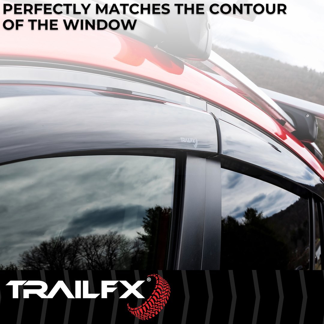 TrailFX Rainguard, Low Profile, Fits Front and Rear, Tape-On, Smoke, Acrylic, Set of 4 – 4716H