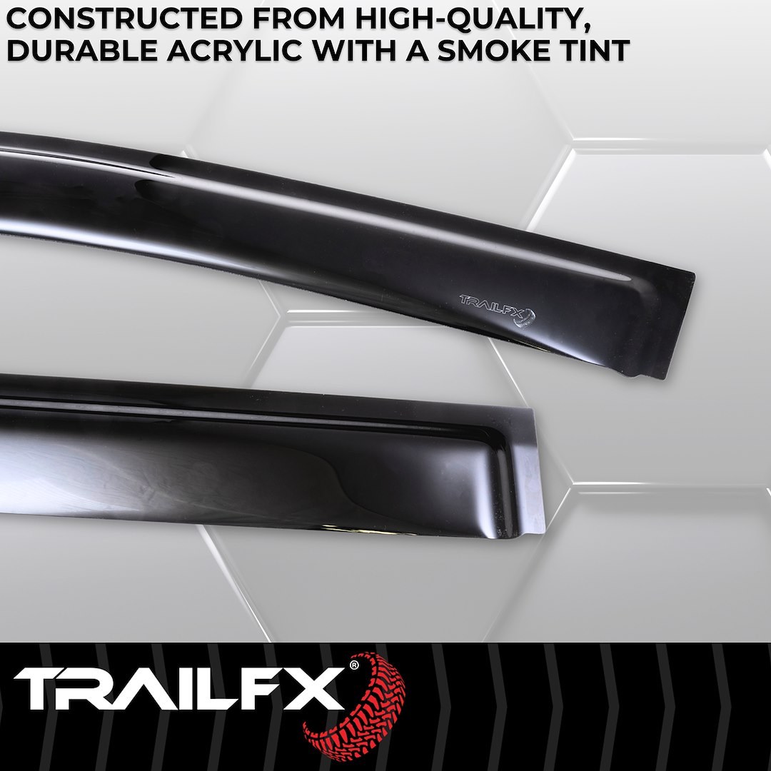 TrailFX Rainguard, Low Profile, Fits Front and Rear, Tape-On, Smoke, Acrylic, Set of 4 – 4716H