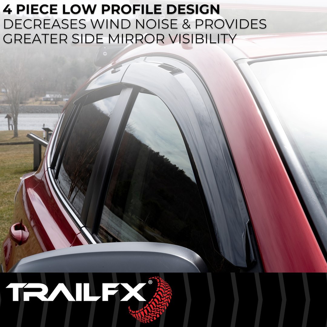 TrailFX Rainguard, Low Profile, Fits Front and Rear, Tape-On, Smoke, Acrylic, Set of 4 – 4716H