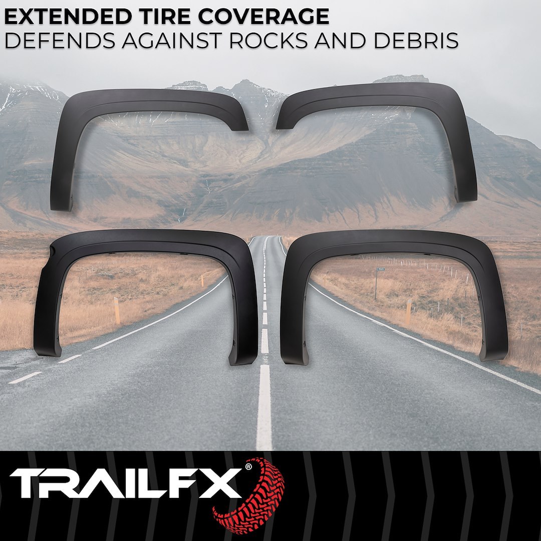 TrailFX Fender Flare, Tfx Fender Flares, OE Style, 2 Inch Tire Coverage, Black Smooth Paintable Finish, Injected Polypropylene – TFC3003OE