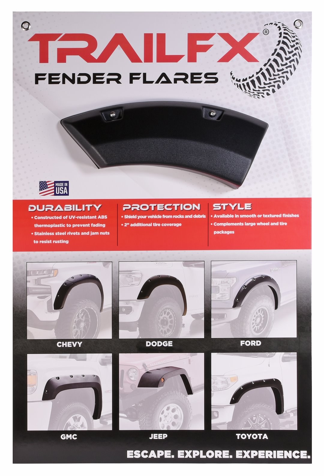TrailFX Point of Purchase Display, Fender Flare Display with Sample – TFXFFDISP