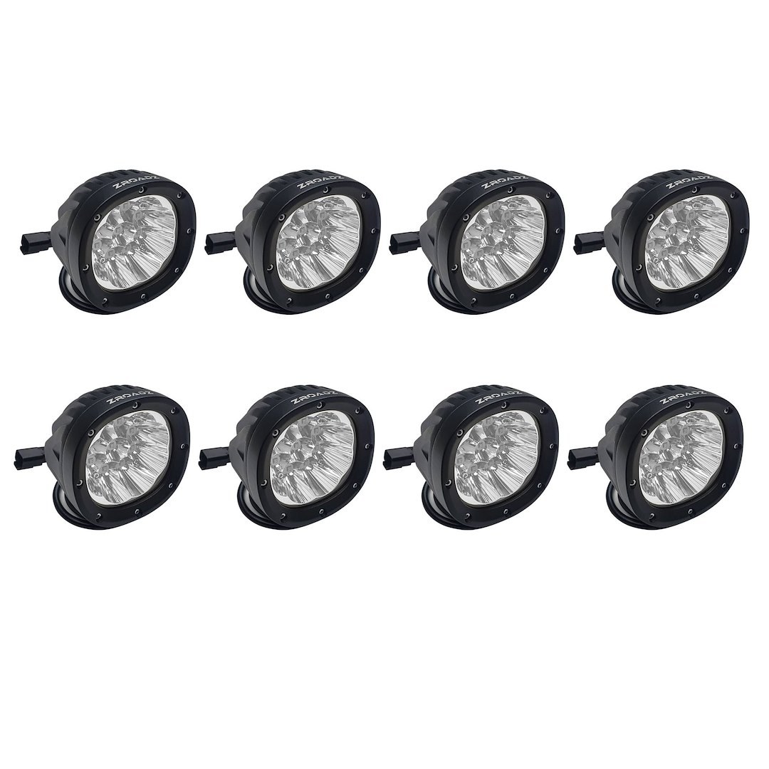 T-Rex Driving/ Fog Light, LED Bulb, 9 Osram 5 Watt LED Bulbs, 4 Inch Round, 45 Watt Each Bulb, 3.75 Amp Draw at 12 Volts – Z3090WRD-KIT8