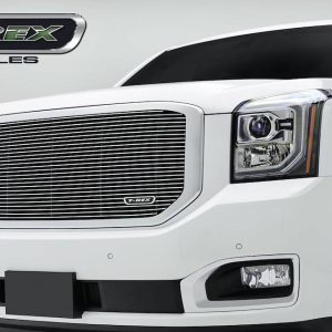 T-Rex Grille, Horizontal Bar Style, Without Emblem Cutout, Polished, Billet Aluminum – 20169