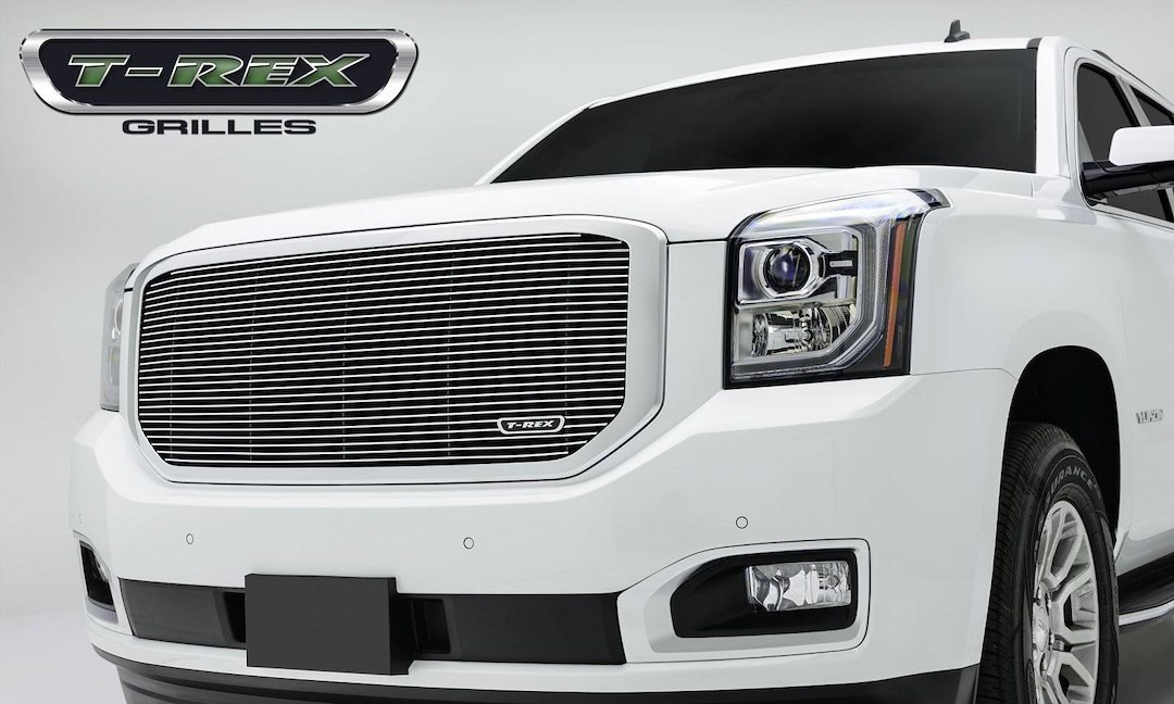 T-Rex Grille, Horizontal Bar Style, Without Emblem Cutout, Polished, Billet Aluminum – 20169