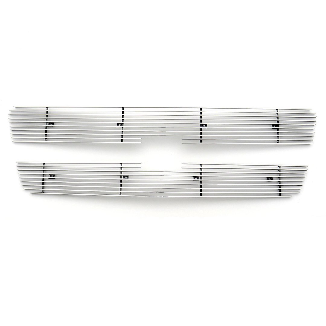 T-Rex Grille Insert, Billet Series, 10 and 9 Bar Style 2 Piece, Without Emblem Cutout and Without Light Cutout, Polished, Billet Aluminum – 21100