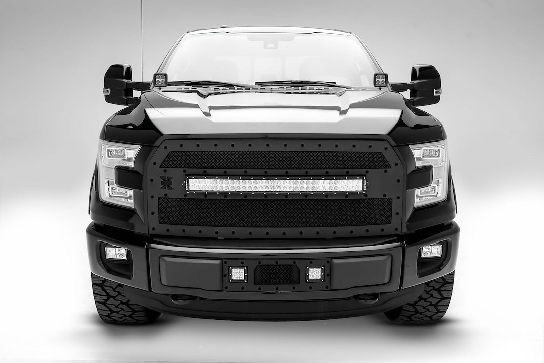 T-Rex Driving/ Fog Light, LED Bulb, 3 Inch Square, Clear Lens, Black Housing, Bolt-On to Hood Hinge – Z365731-KIT2