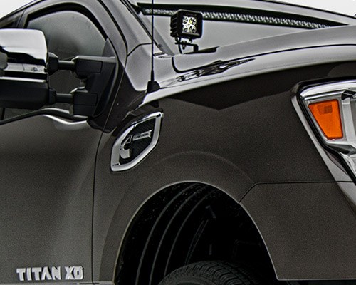 T-Rex Driving/ Fog Light, LED Bulb, 3 Inch Square, Clear Lens, Black Housing, Bolt-On to Hood Hinge – Z367581-KIT2
