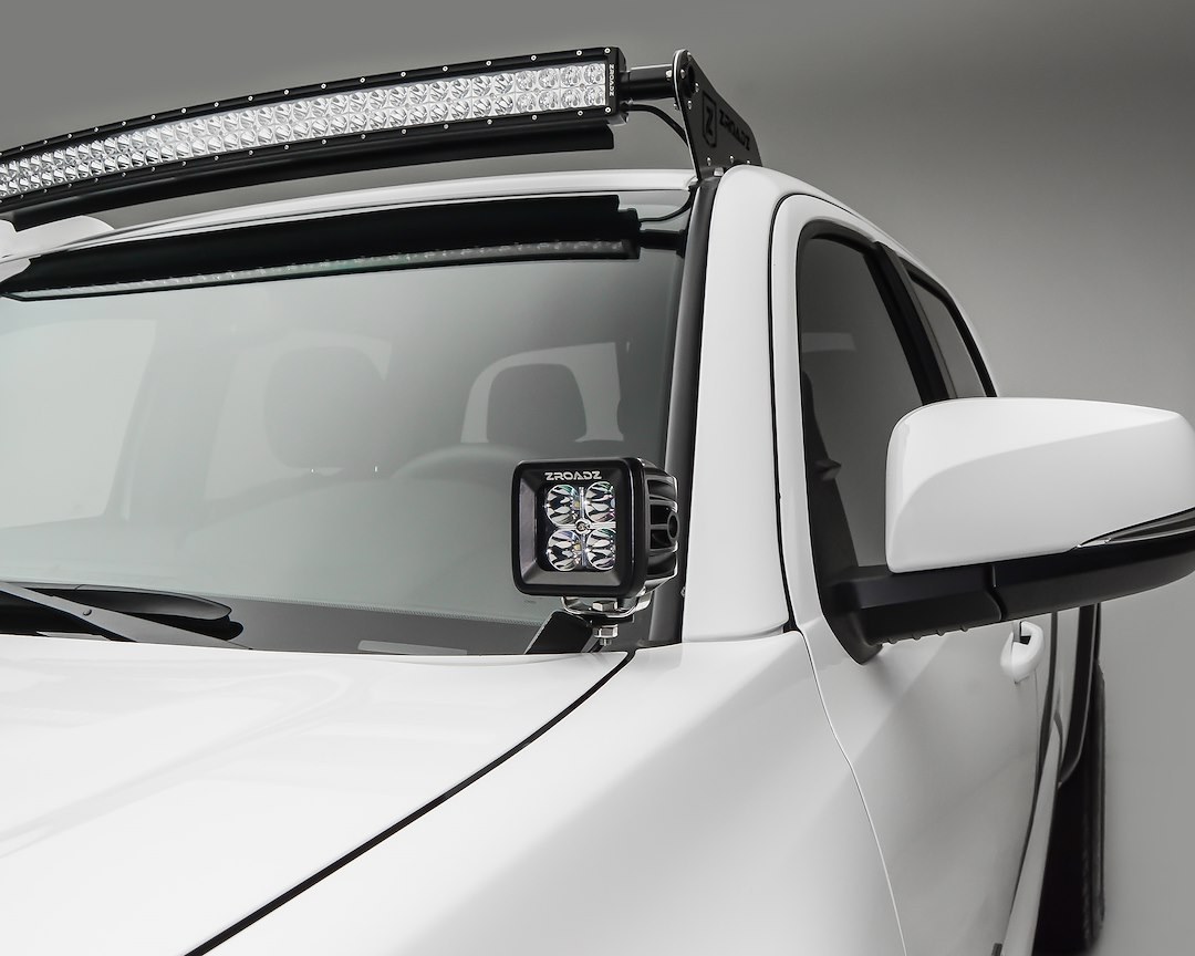 T-Rex Driving/ Fog Light, LED Bulb, 3 Inch Square, Clear Lens, Black Housing, Bolt-On to Hood Hinge – Z369401-KIT4