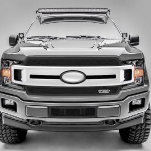 T-Rex Grille Insert, Upper Class, Overlay, Mesh Style, Without Light Cutout, Powder Coated, Black, Steel, 2 Piece – 51711