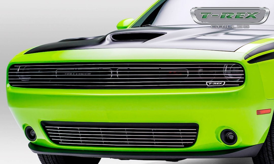 T-Rex Grille Insert, Laser Billet Series, Overlay, Phantom Horizontal Bar, Polished, Aluminum, Covers Headlights – 6214190
