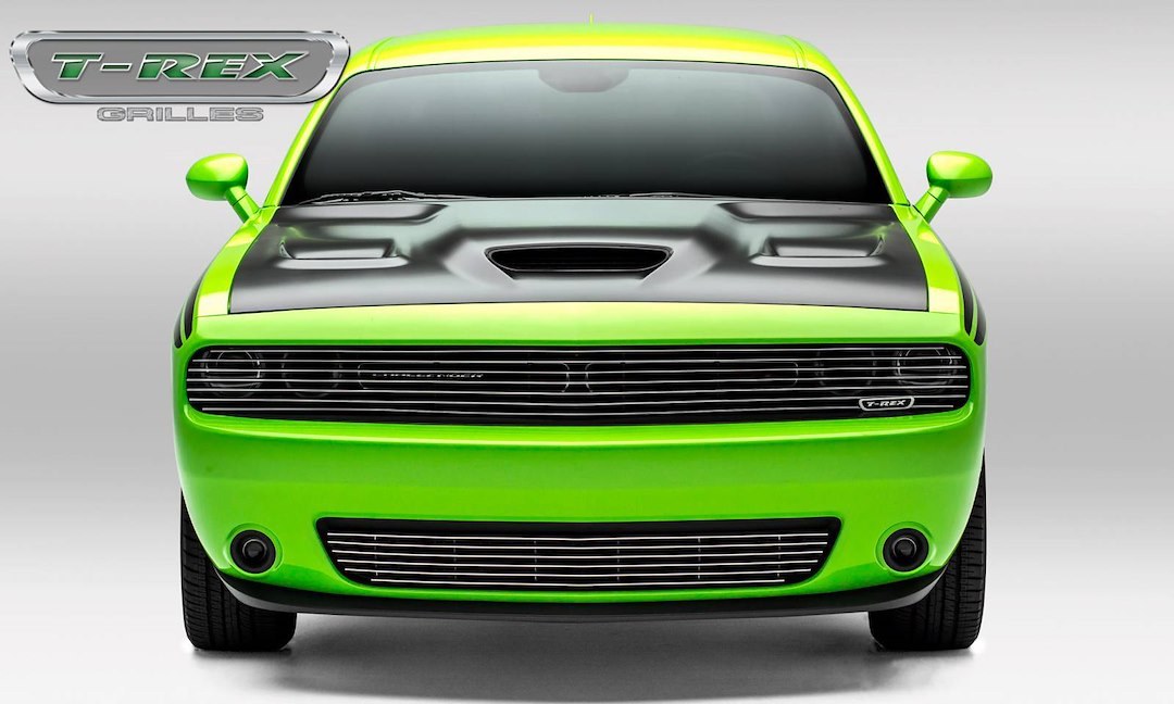 T-Rex Grille Insert, Laser Billet Series, Overlay, Phantom Horizontal Bar, Polished, Aluminum, Covers Headlights – 6214190