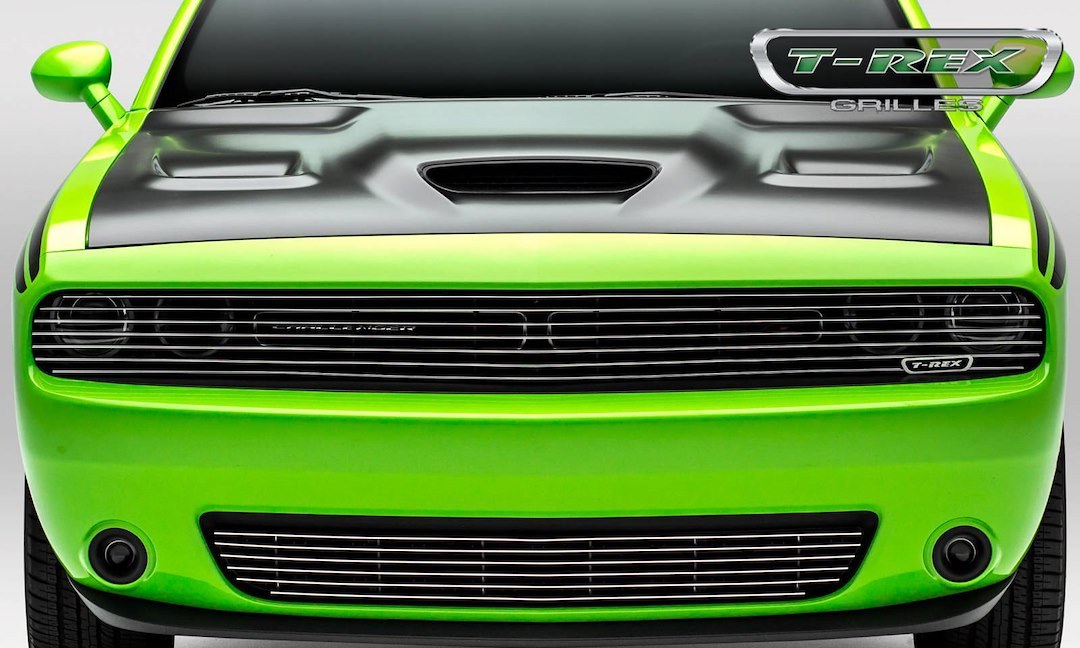 T-Rex Grille Insert, Laser Billet Series, Overlay, Phantom Horizontal Bar, Polished, Aluminum, Covers Headlights – 6214190