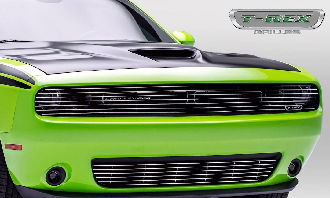 T-Rex Grille Insert, Laser Billet Series, Overlay, Phantom Horizontal Bar, Polished, Aluminum, Covers Headlights – 6214190