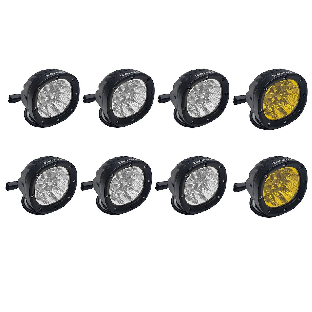 T-Rex Driving/ Fog Light, LED Bulb, 9 Osram 5 Watt LED Bulbs, 4 Inch Round, 45 Watt Each Bulb, 3.75 Amp Draw at 12 Volts – Z3090WRD-KIT6W2A