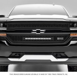T-Rex Grille, 2 Piece Laser Cut Style, With Light Cutout, Powder Coated, Black, Steel – Z311281
