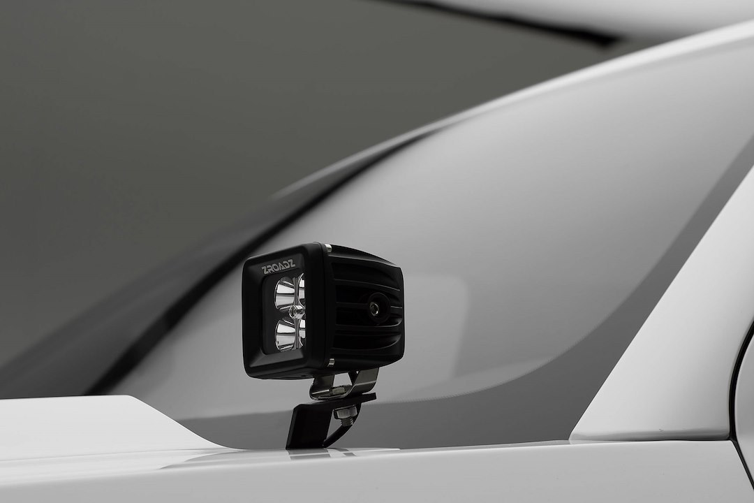 T-Rex Driving/ Fog Light Mounting Bracket, Bolt-On to Hood Hinge, Powder Coated, Mounts One 3 Inch Light Pod, Gloss Black, Steel, Set of 2 – Z362081