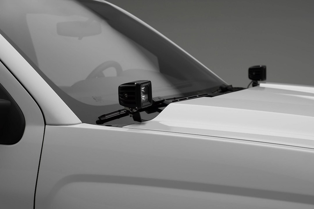 T-Rex Driving/ Fog Light Mounting Bracket, Bolt-On to Hood Hinge, Powder Coated, Mounts One 3 Inch Light Pod, Gloss Black, Steel, Set of 2 – Z362081