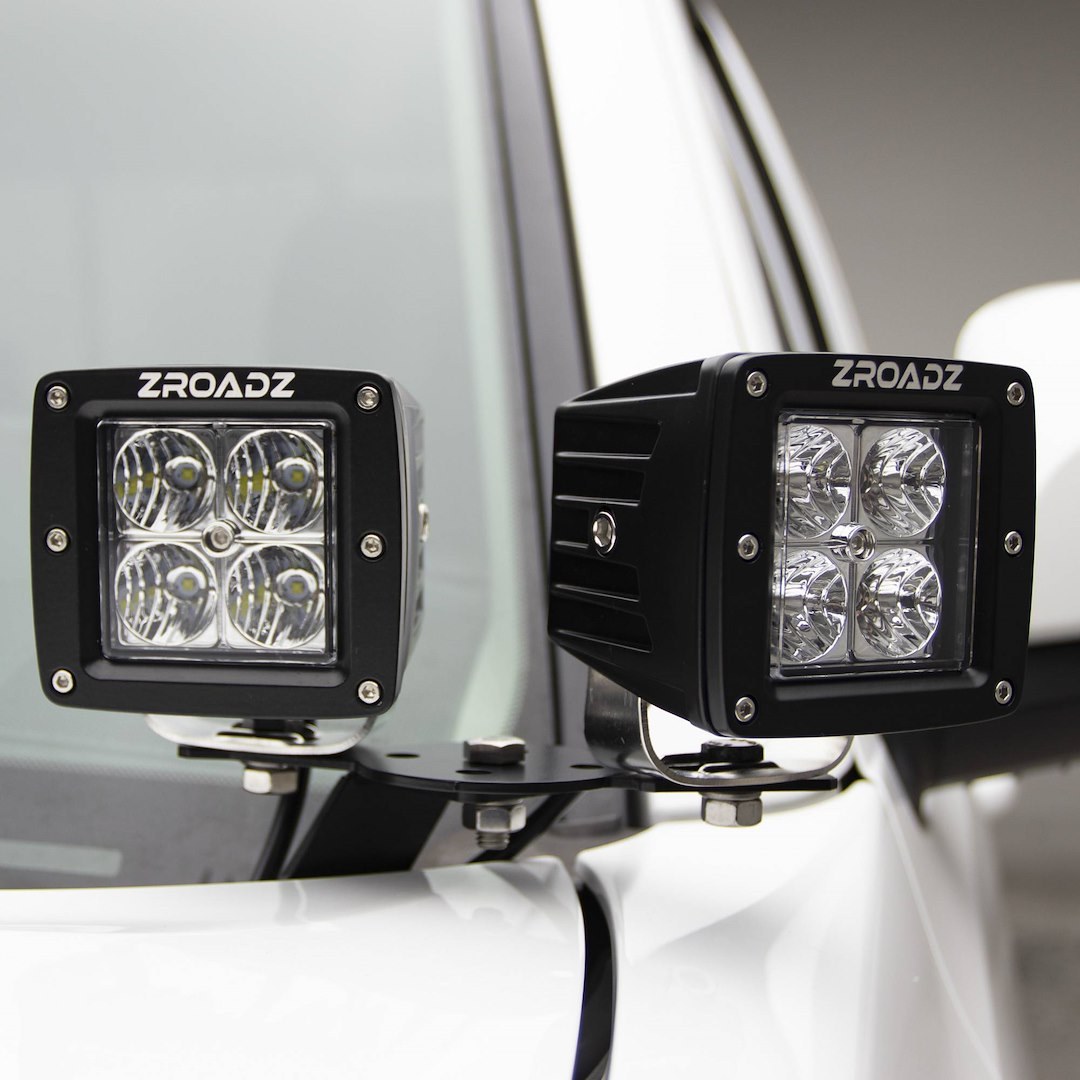 T-Rex Driving/ Fog Light, LED Bulb, 5 Watt Cree LED, 3 Inch Square, 20 Watt, Flood Beam, 1712 Lumens, Black Steel Housing – Z362281-KIT4
