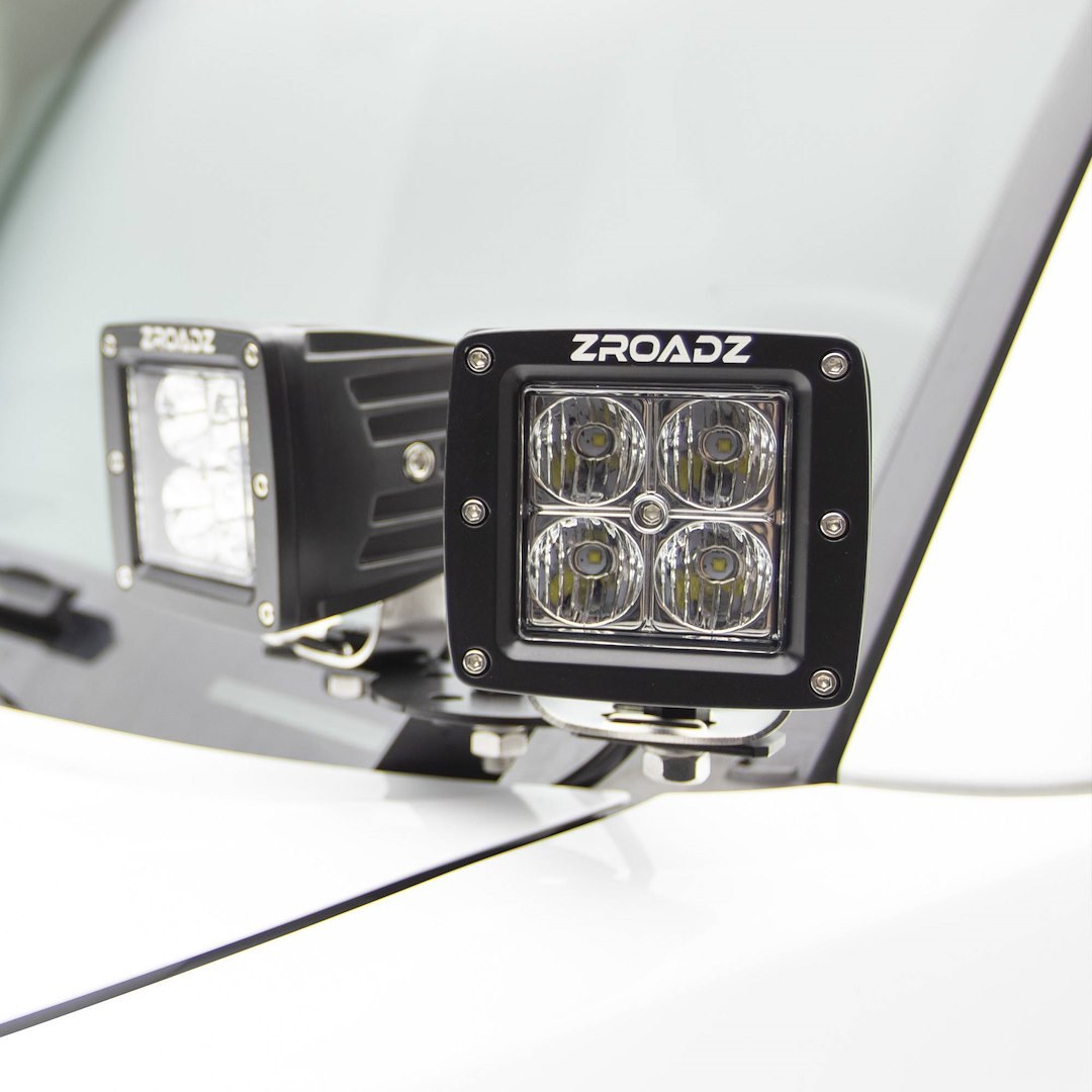 T-Rex Driving/ Fog Light, LED Bulb, 5 Watt Cree LED, 3 Inch Square, 20 Watt, Flood Beam, 1712 Lumens, Black Steel Housing – Z362281-KIT4
