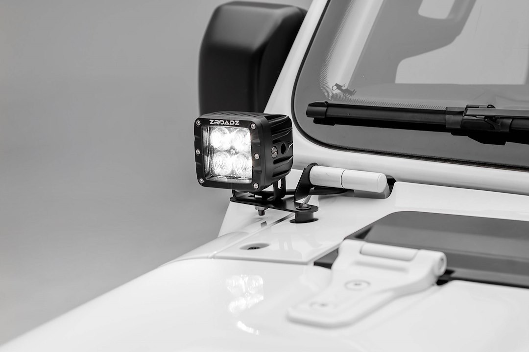 T-Rex Driving/ Fog Light Mounting Bar Mounting Kit, A-Pillar Lower Level, Bolt-On, Powder Coated, Gloss Black, Steel – Z364941