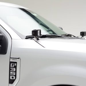 T-Rex Driving/ Fog Light Mounting Bracket, Bolt-On to Hood Hinge, Powder Coated, Mounts One Light Pod, Gloss Black, Steel, Set of 2 – Z365471