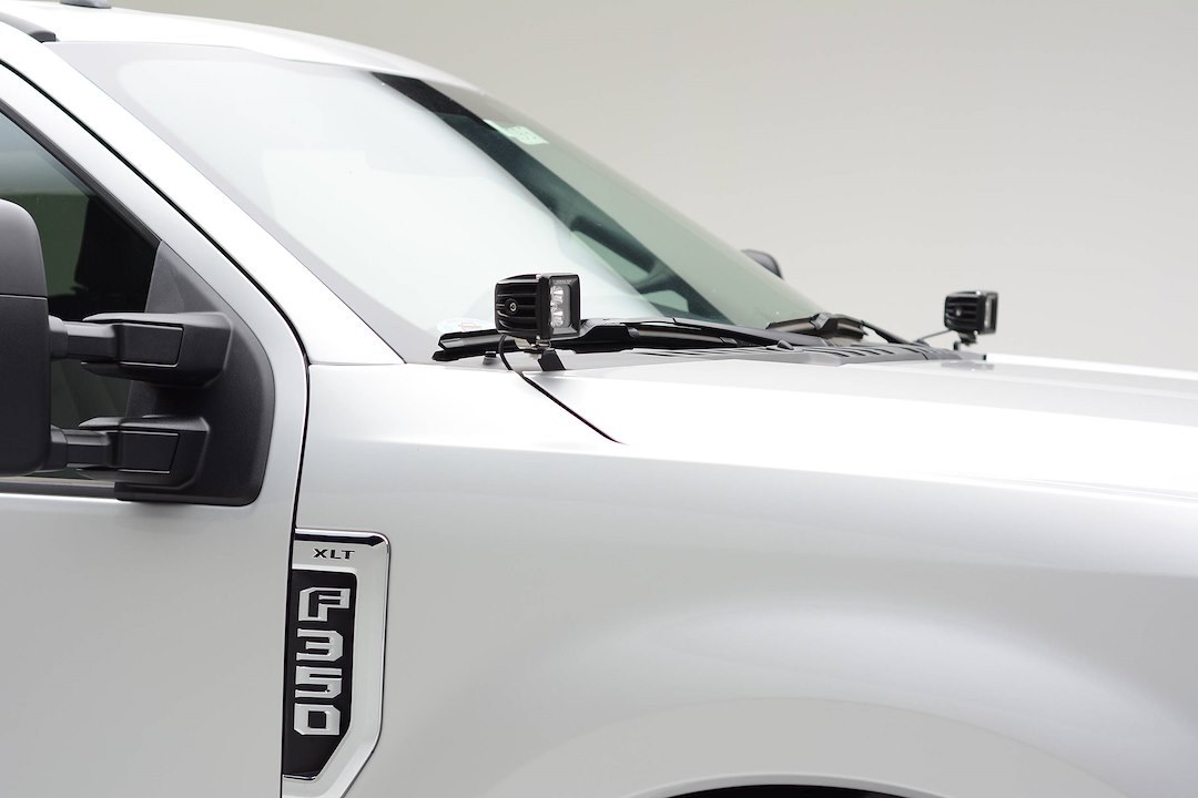 T-Rex Driving/ Fog Light Mounting Bracket, Bolt-On to Hood Hinge, Powder Coated, Mounts One Light Pod, Gloss Black, Steel, Set of 2 – Z365471