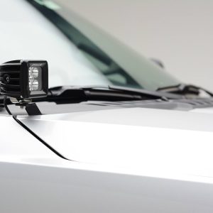 T-Rex Driving/ Fog Light Mounting Bracket, Bolt-On to Hood Hinge, Powder Coated, Mounts One Light Pod, Gloss Black, Steel, Set of 2 – Z365471
