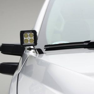 T-Rex Driving/ Fog Light Mounting Bracket, Bolt-On to Hood Hinge, Powder Coated, Mounts One Light Pod, Gloss Black, Steel, Set of 2 – Z365471