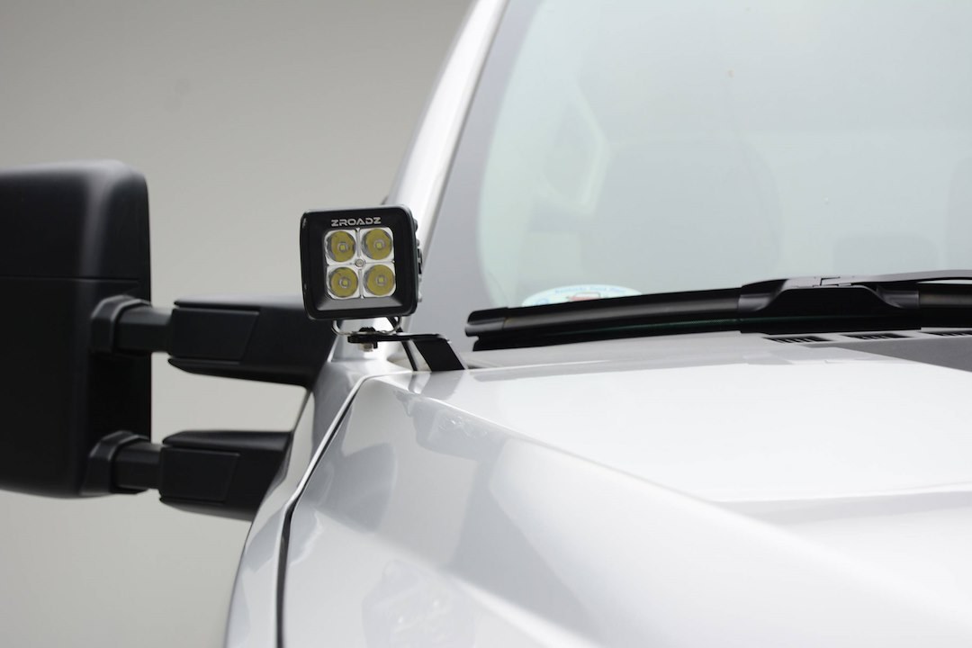 T-Rex Driving/ Fog Light Mounting Bracket, Bolt-On to Hood Hinge, Powder Coated, Mounts One Light Pod, Gloss Black, Steel, Set of 2 – Z365471