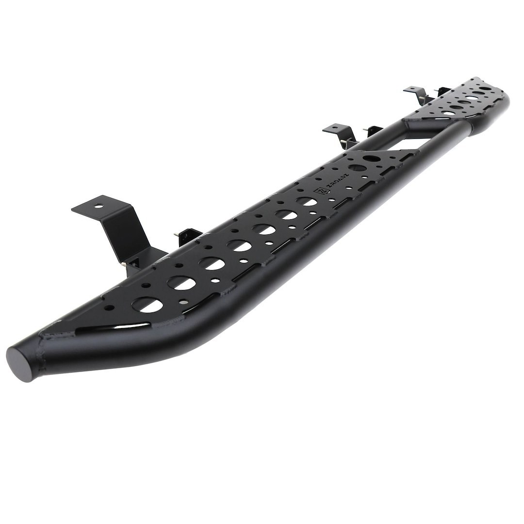 T-Rex Nerf Bar, With Step Plate, 2 Inch Round Tube, Powder Coated, Black, Mild Steel, With Welded End Caps, Rocker Panel Mount – Z745421
