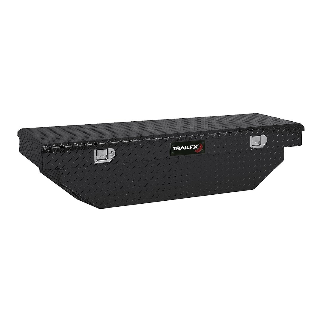 TrailFX Tool Box, Tfx Single Lid, Crossover Angled, Single Lid with Struts, Powder Coated, Black, 16 Gauge Aluminum – 110632