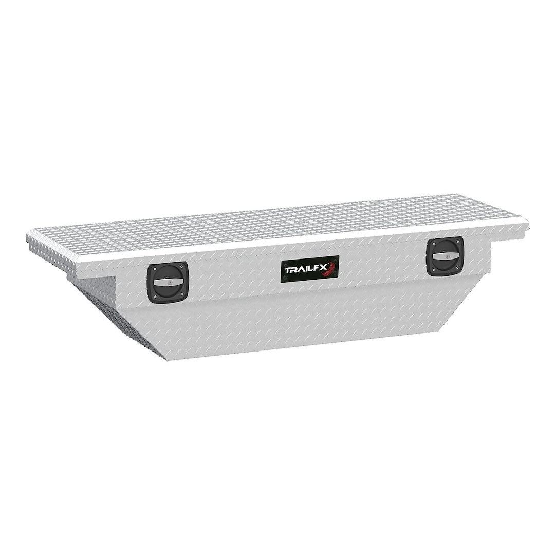 TrailFX Tool Box, Tfx Single Lid Low Profile, Crossover Angled Low Profile, Diamond Tread, Bright, Polished Aluminum – 120631C