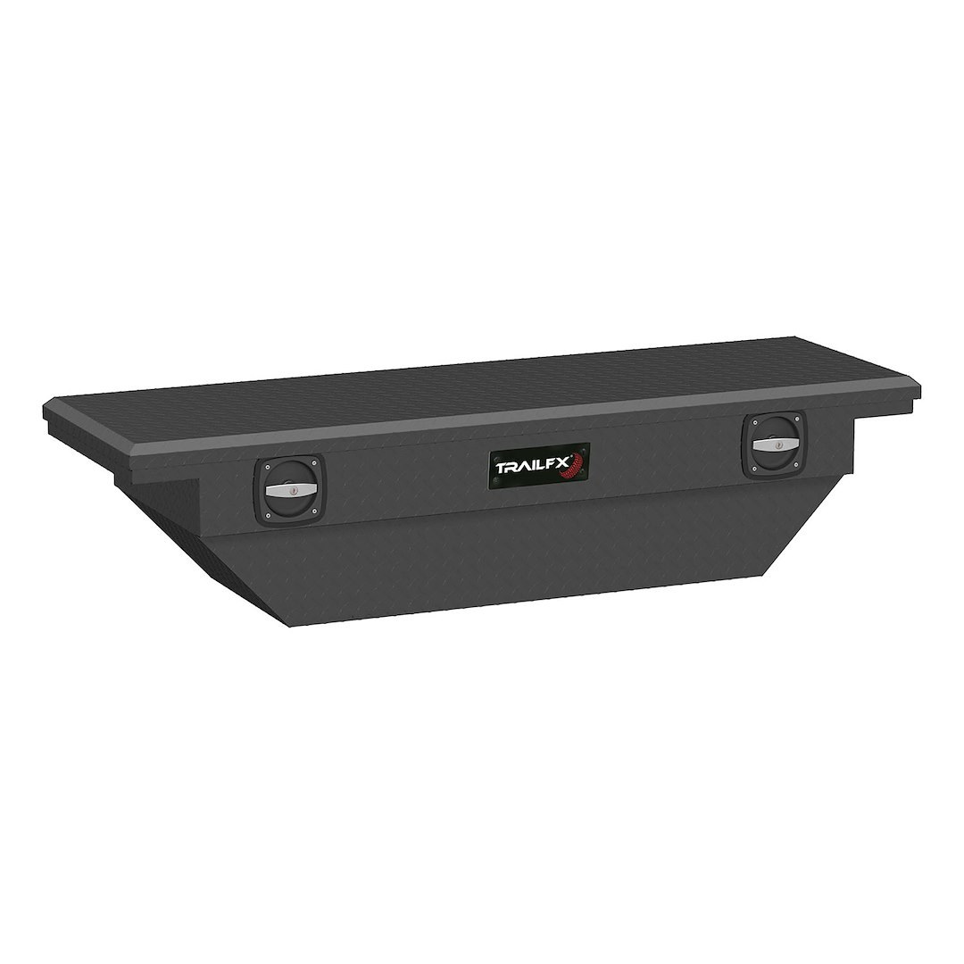 TrailFX Tool Box, Tfx Single Lid Low Profile, Crossover Angled Low Profile, Diamond Tread, Matte Black, Aluminum – 120633C