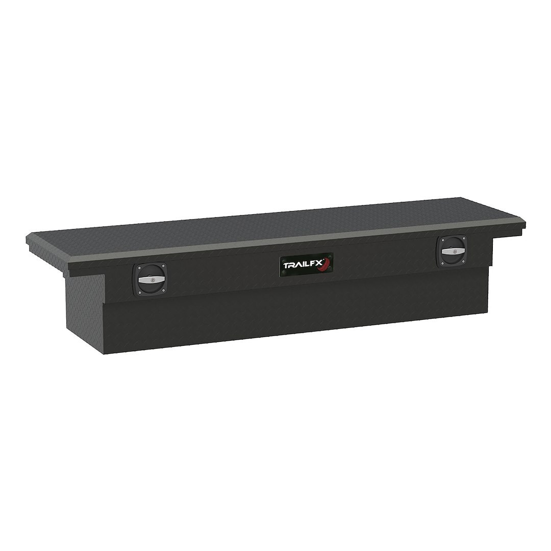 TrailFX Tool Box, Tfx Trail Lock ™, Crossover Low Profile, Single Lid, Diamond Tread, Matte Black, Aluminum – 120723C