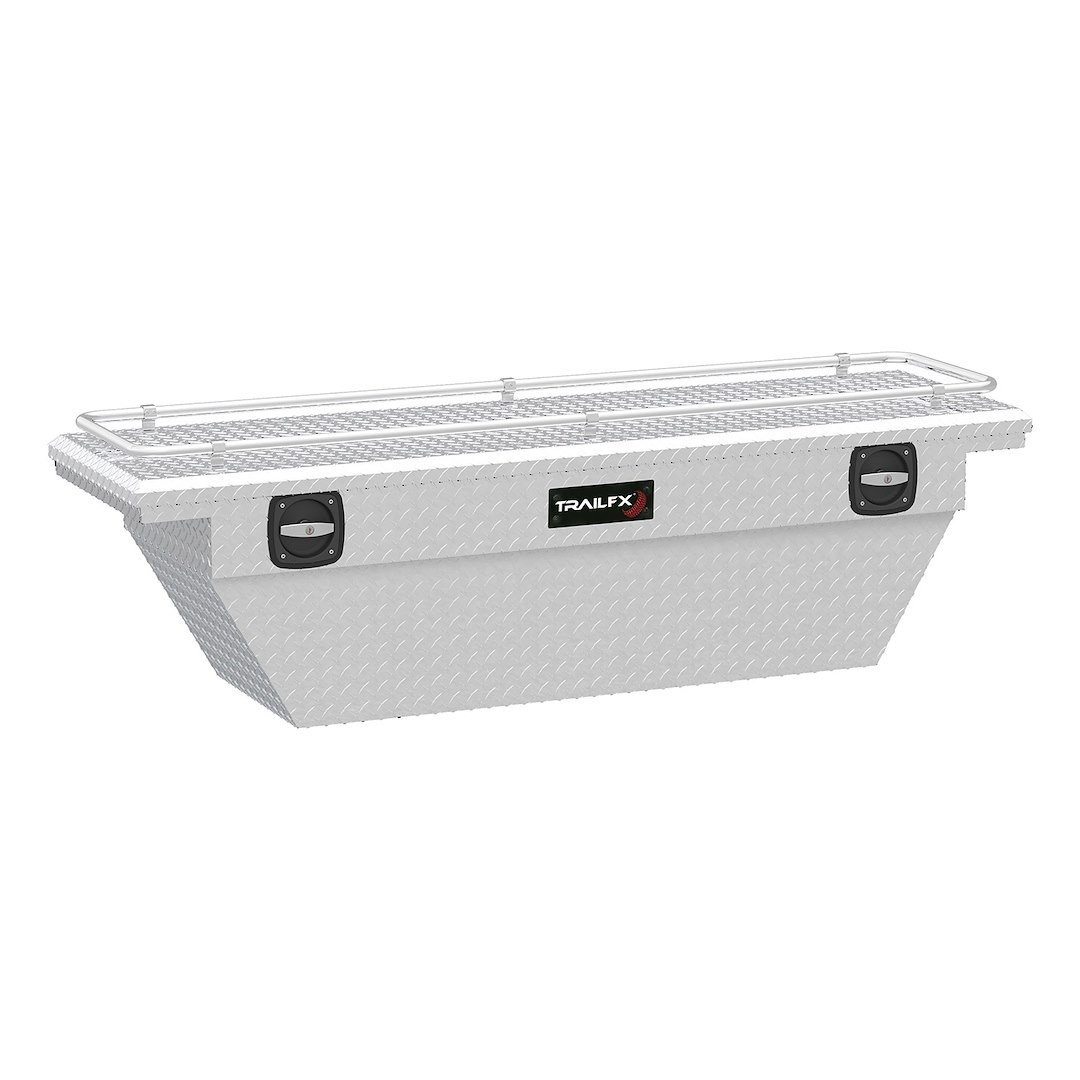 TrailFX Tool Box, Tfx Trail Lock ™, Crossover Deep Angled Low Profile, Single Lid, Diamond Tread, Bright, Aluminum – 121691CR
