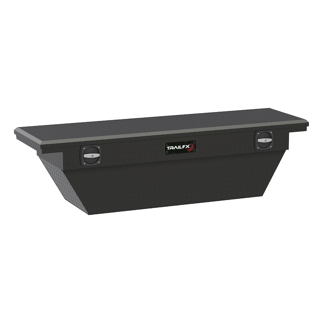TrailFX Tool Box, Tfx Trail Lock ™, Crossover Deep Angled Low Profile, Single Lid, Diamond Tread, Matte Black, Aluminum – 121693C