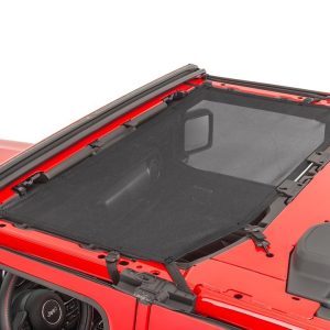 TrailFX Bikini Top, Mesh, Black, Secures to Windshield and Roll Bar, One Piece, Fits with Factory Hard Top or Soft Top – MBT004