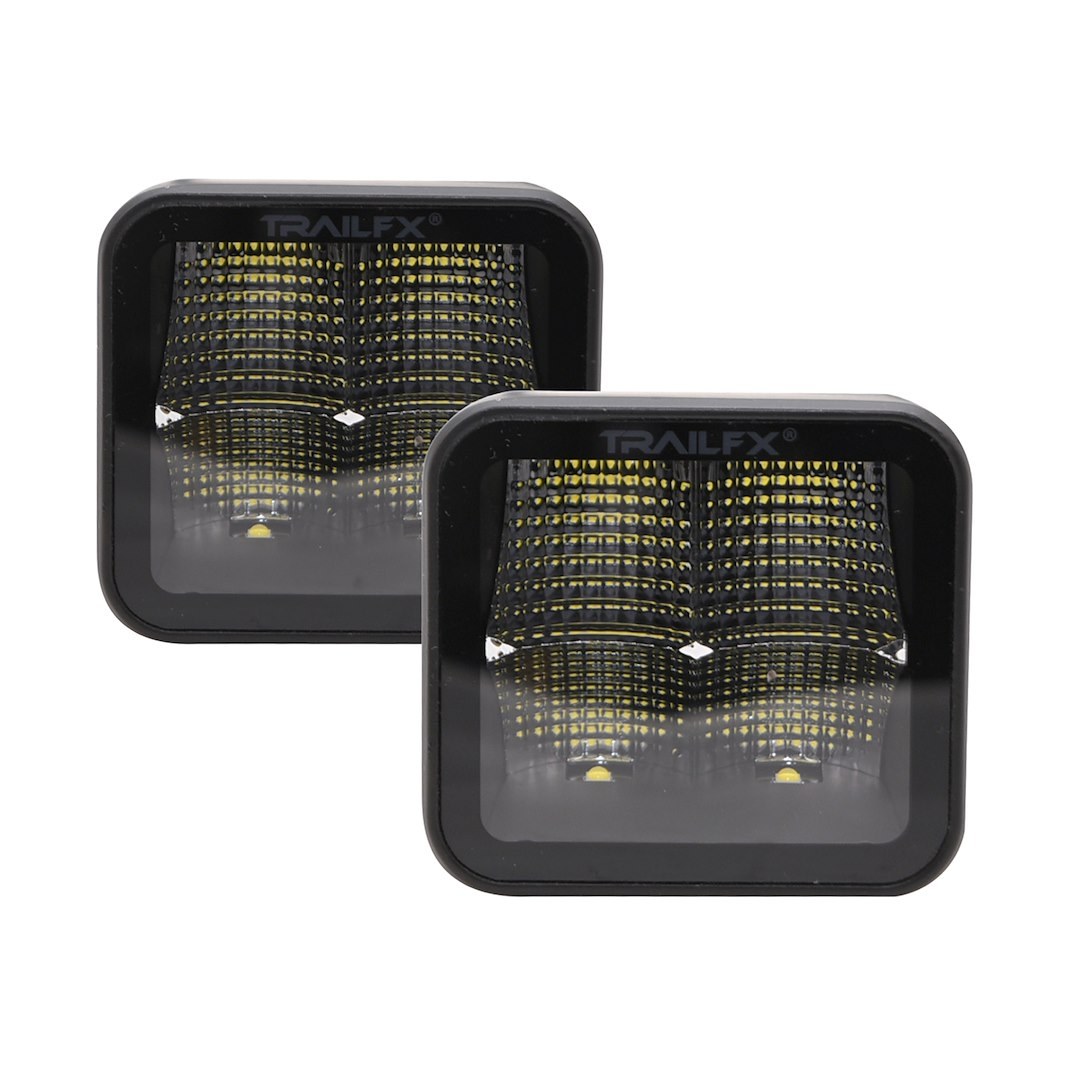 TrailFX Driving/ Fog Light, Tfx LED Lights, LED Bulb, 4 Clear OSRAM5 LED 5 Watt Bulbs, 3 Inch Cube, 20 Watt, 90 Degree Flood Beam – 2X2CFBKPR