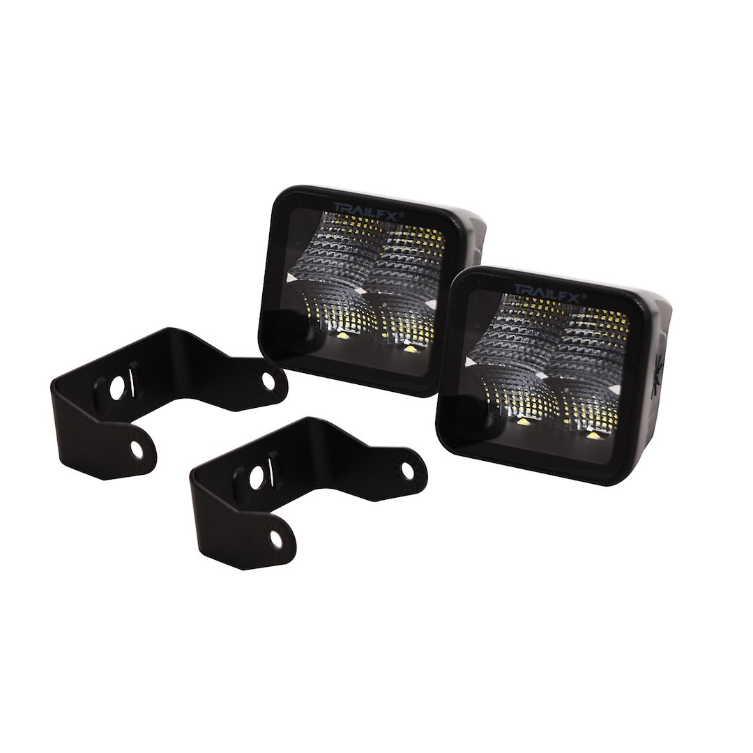 TrailFX Driving/ Fog Light, Tfx LED Lights, LED Bulb, 4 Clear OSRAM5 LED 5 Watt Bulbs, 3 Inch Cube, 20 Watt, 90 Degree Flood Beam – 2X2CFBKPR